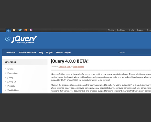 開源前端框架——“鋒利的jQuery”發(fā)布4.0首個Beta版本